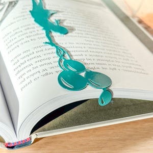 Blue metal bookmark Girl with Balloons.