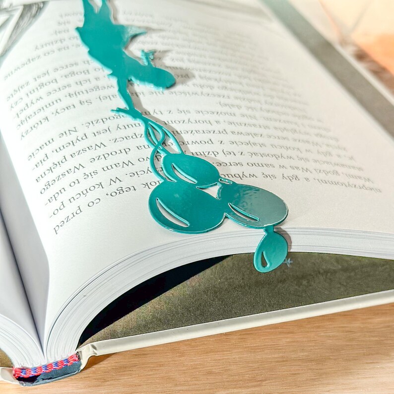 Blue metal bookmark Girl with Balloons.