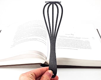 Metal Whisk Bookmark: Black Powder-Coated Kitchen Gift