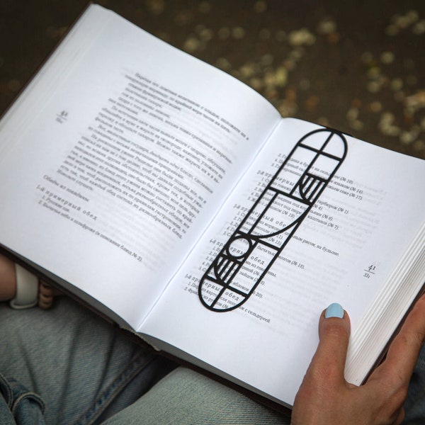 Artistic Bookmark Bauhaus Geometry Inspired, Small Personalized Bookish Gift, for Bauhaus Loving Avid Readers, Architects, Illustrators.