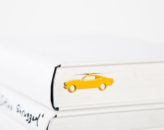 Bookmark Yellow Muscle Car, Small Bookish Personalized Gift for Bestie, Street Car Racing Loving Bookworms, Stocking Stuffer.