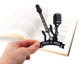 Novelty Bookmark Rock and Roll, Bookworm, Bestie Rock Music Lover Personalized Small Bookish Gift, Reading Bookclub Party Favors