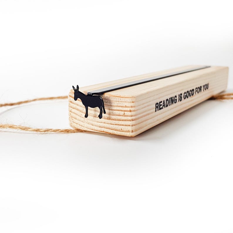 Black donkey metal bookmark in gift box stamped Reading Is Good For You