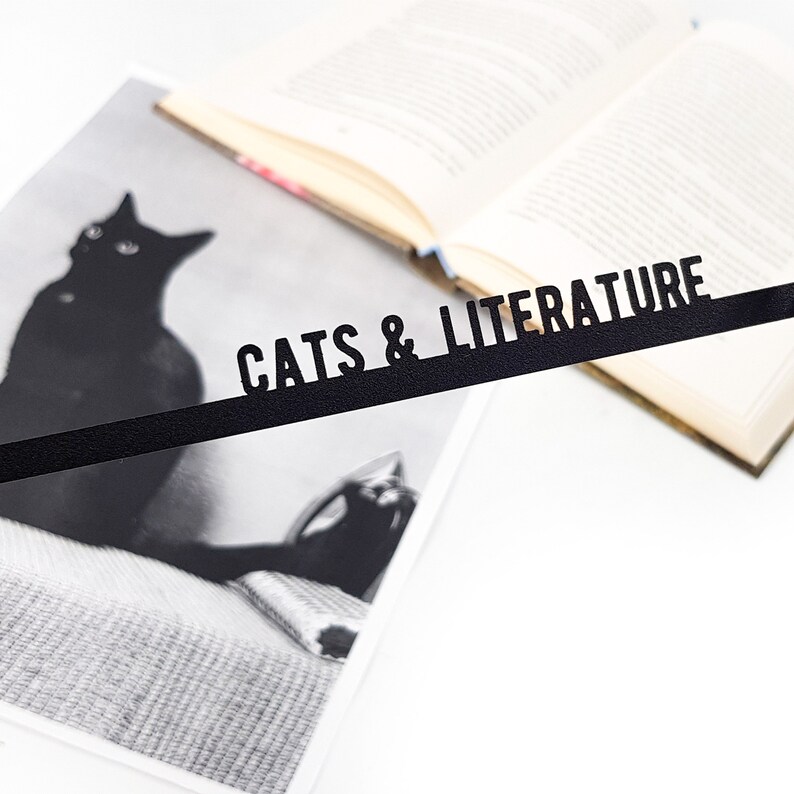 Bookmark Cats and Literature, Small Bookish Gift for Cat Loving Bookworms, Bookclub Party Favors, Stocking Filler for Avid Readers. image 7