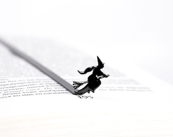 Flying Witch Bookmark: Personalized Bookish Gift, Halloween Favor