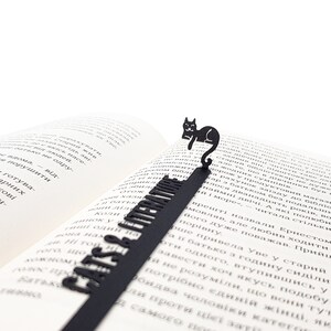 Bookmark Cats and Literature, Small Bookish Gift for Cat Loving Bookworms, Bookclub Party Favors, Stocking Filler for Avid Readers. image 3