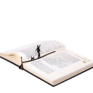 Cat and Man Bookmark: Balancing Act, Personalized Bookish Gift