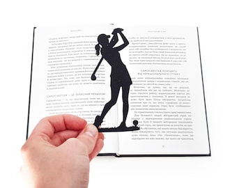 Metal Lady Golfer Bookmark: Women Golf Reader Gift