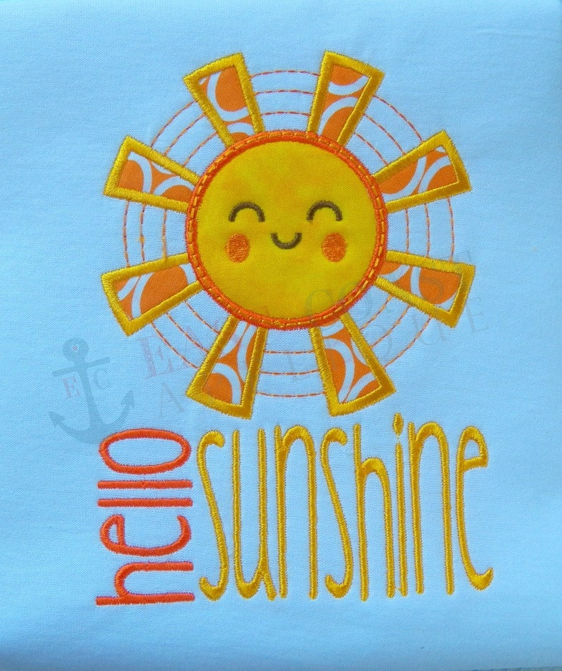 HELLO SUNSHINE Machine Embroidery Design Etsy