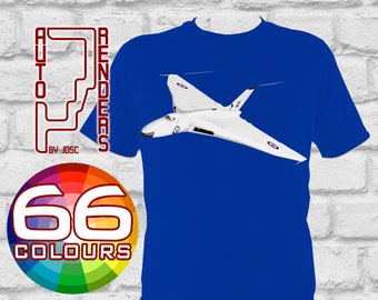 Avro Vulcan B1 Anti-Flash White Personalised T-Shirt by AutoRenders - Sizes Small to 3XL* - Gender Neutral - RAF Airplane Clothing Cold War