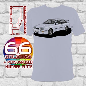 Ford Sierra RS Cosworth Personalised T-Shirt by AutoRenders - Sizes Small to 3XL* - Gender Neutral - Shirt & Car Colour Match!
