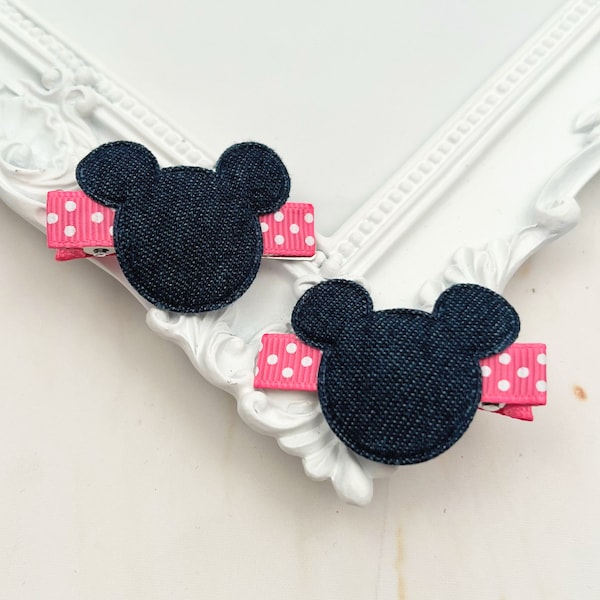 Minnie Mouse Hair Clips, Pink Nautical Cruise Minnie Hair Clips, Nautical Disney Hair Clips, Birthday, Disney Birthday