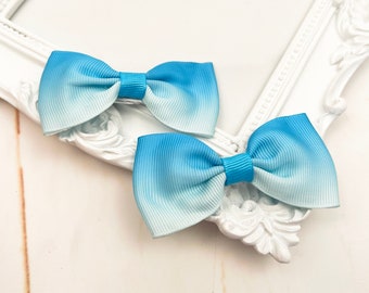 Blue Ombré Hair Clips, Aqua & Blue Ombré Hair Clips, School Hair Clips, Set of 2 hair clips, Bow tie hair clips