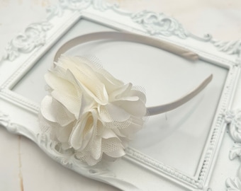 Ivory Flower Headband, Cream Flower Headband, Flower Girl Headband, Wedding Headband, Christening Headband, School Headband
