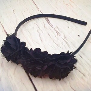 Black Flower Headband, Flower Girl Headband, Wedding Headband, School Headband