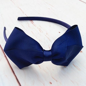 Navy Blue Headband, Big Bow Headband, Flower Girl Headband, Wedding Headband, School Headband, New years Headband, Holiday Headband