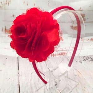 Red Flower Headband, Flower Girl Headband, School Headband, Wedding Headband, Christmas Headband