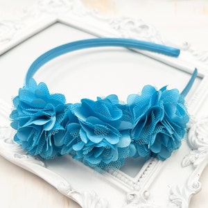 Turquoise Headband, Aqua Blue Flower, Flower Girl Headband, Flower Headband for Girls, Wedding Accessories