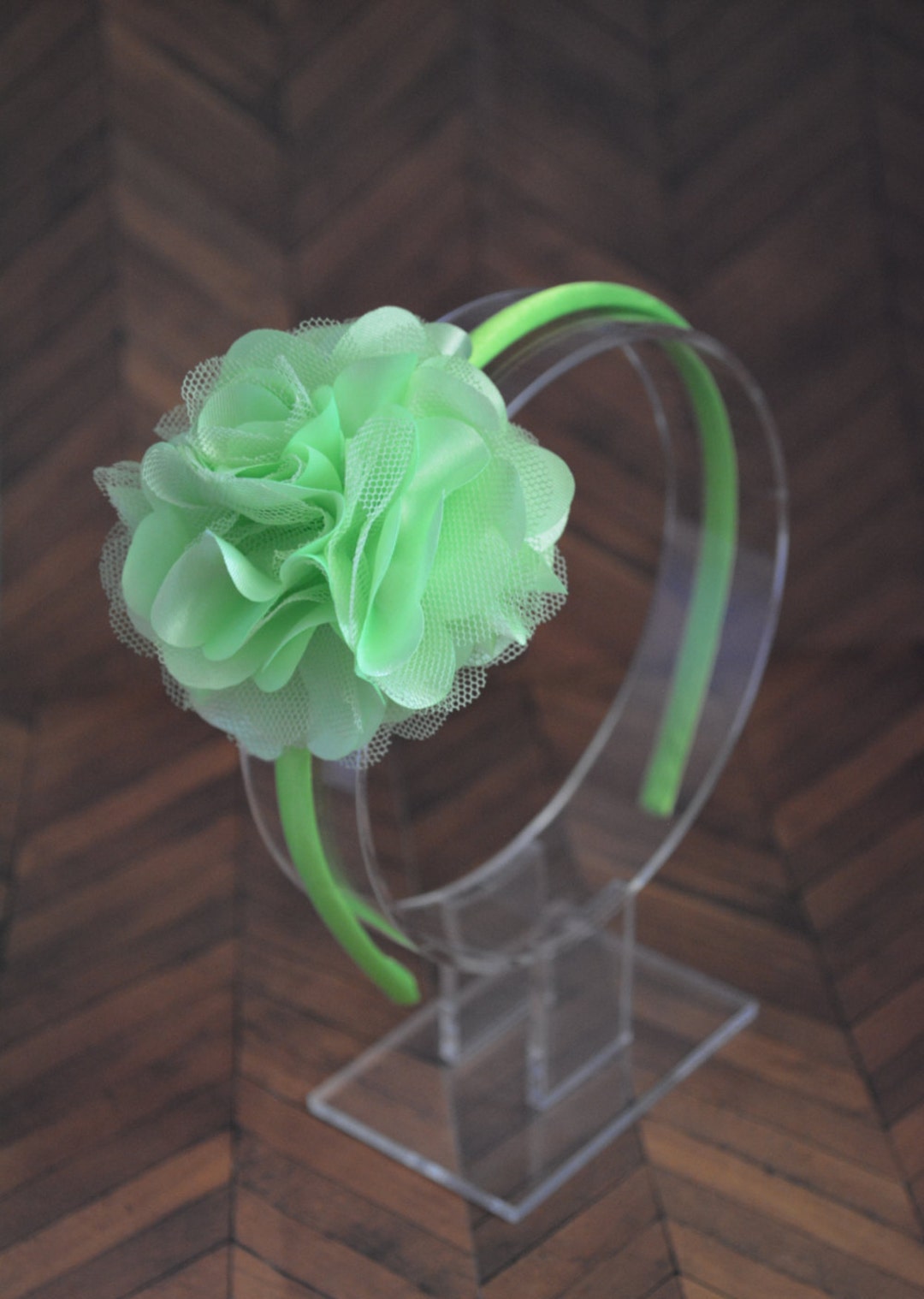 Lime Green Flower Headband, Flower Girl Headband, Saint Patrick's Day