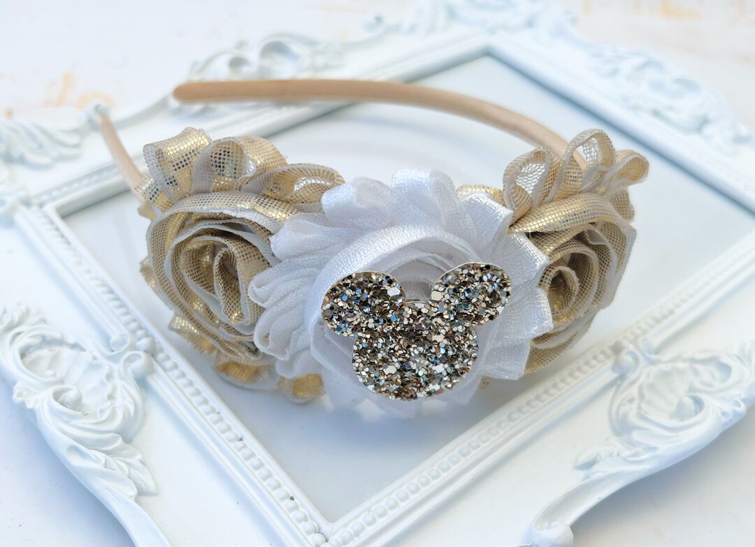 Gold & White Minnie Headband, Disney Headband, Disney  display picture 1