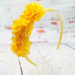 Yellow Flower Headband, Daffodil Flower, Flower Girl Headband, Wedding Headband, School Headband, Fall Headband, Thanksgiving Headband image 2