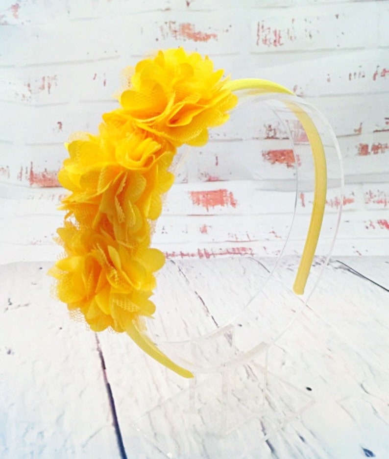 Yellow Flower Headband, Daffodil Flower, Flower Girl Headband, Wedding Headband, School Headband, Fall Headband, Thanksgiving Headband image 2