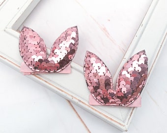 Barrette à Cheveux Brodée Lapin De Pâques - Printemps - Blanc - Fait Main Aux États-Unis