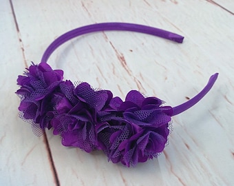 Purple Flower Headband, Flower Girl Headband, Wedding Headband, School Headband, Girl Headbands, Easter Headband