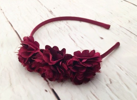 Burgundy 2024 floral headband