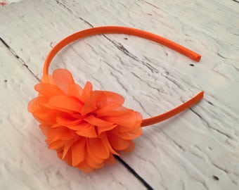Orange Flower Headband, Wedding Headband, Easter Headband, holiday headband