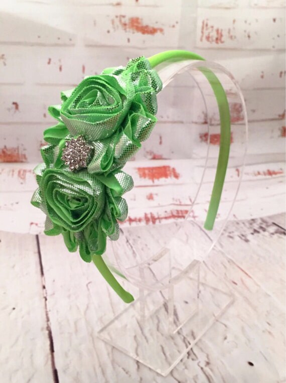 Lime Green Flower Headband, Neon Green Flower Headband  display picture 3