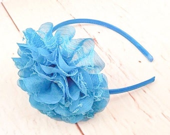 Turquoise Flower Headband, Flower Girl Headband, Wedding Headband, Easter Headband, School Headband