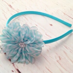 Turquoise Headband, Aqua Blue Flower Headband, Light Blue & White Flower Headband, Flower Girl Headband