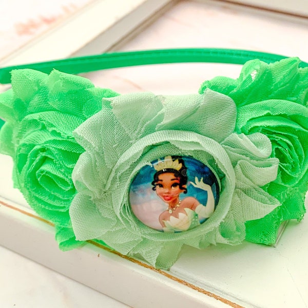 Princess Tiana Headband, Princess and the Frog Headband, Tiana Headband, Disney Princess Headband, Green Tiana Headband