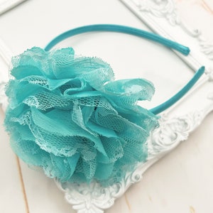 Aqua Flower Headband, Aqua Blue Flower Headband, Flower Girl Headband, Wedding Hair Accessories, School Headband