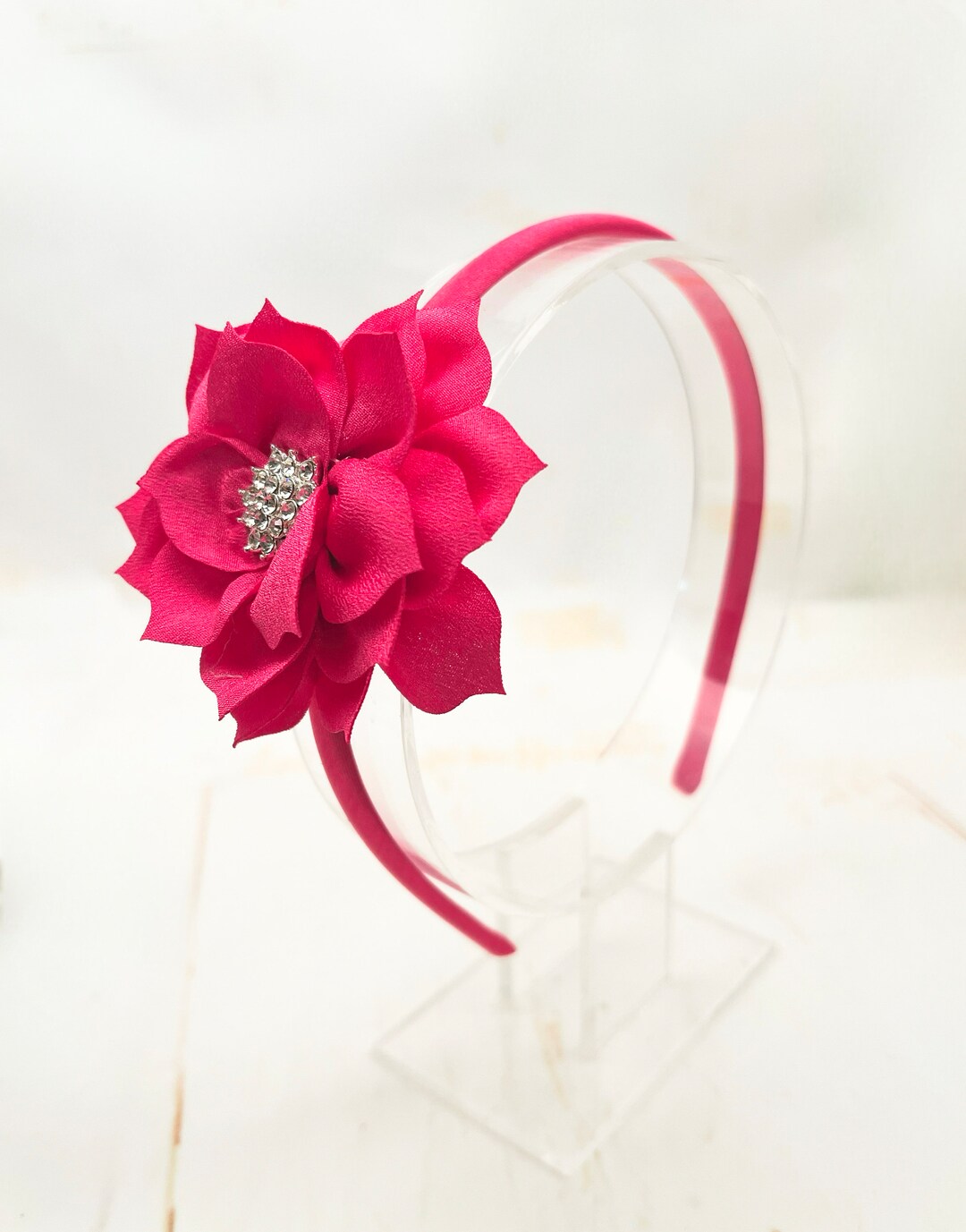 Hot Pink Flower Headband, Shocking Pink Headband, Flower Girl Headband ...