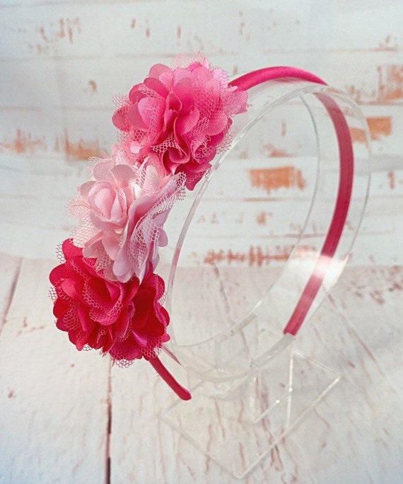 SAME Hot Pink Floral Stretch Headband Huachi Floral Knotted Stretchy Headbands, 4-Pack, Hot Pink  main image 4