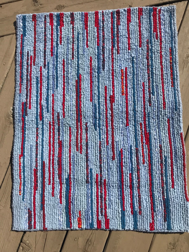 Red White & Blue Rug locker Hooked Rug - Etsy
