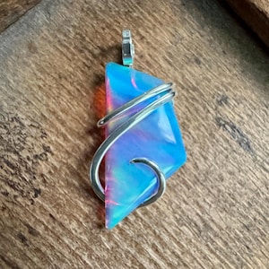 Aurora opal in sterling silver pendant