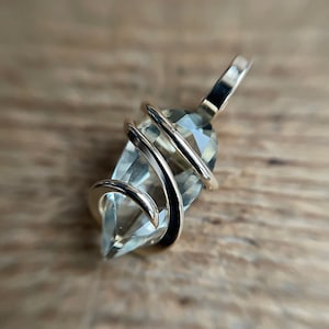 Green amethyst in 14k gold pendant