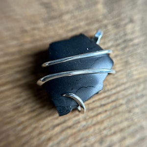 Shungite in forged sterling silver pendant