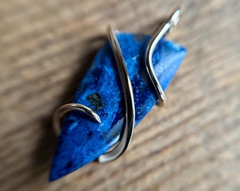 Azurite in 14k gold pendant