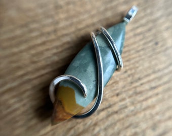 Polychrome jasper in sterling silver pendant