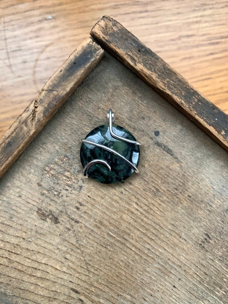 Kambaba jasper in sterling silver pendant