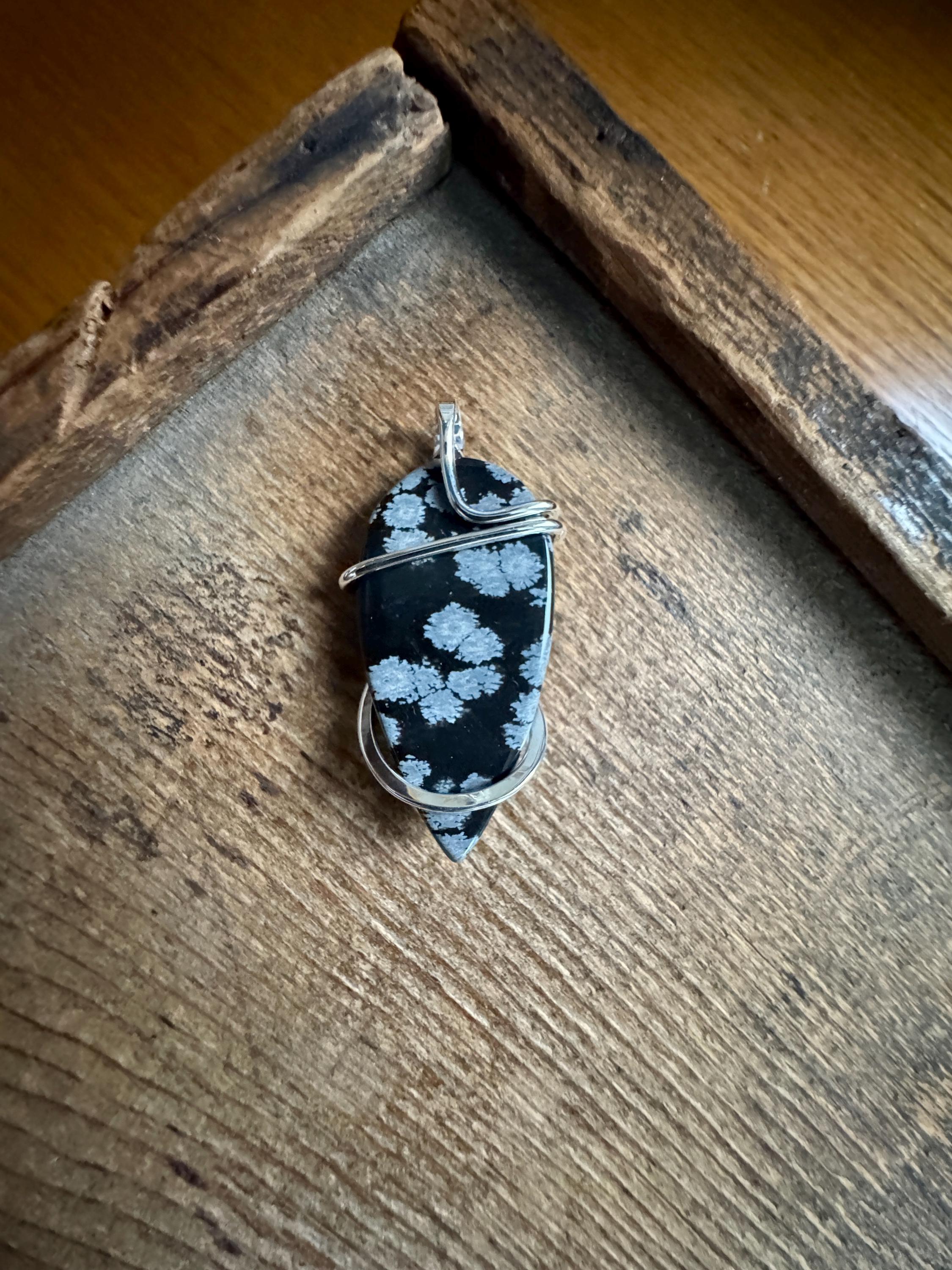Snowflake Obsidian in Sterling Silver Pendant - Etsy Canada