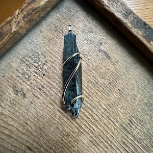 Aegirine crystal in 14k gold pendant