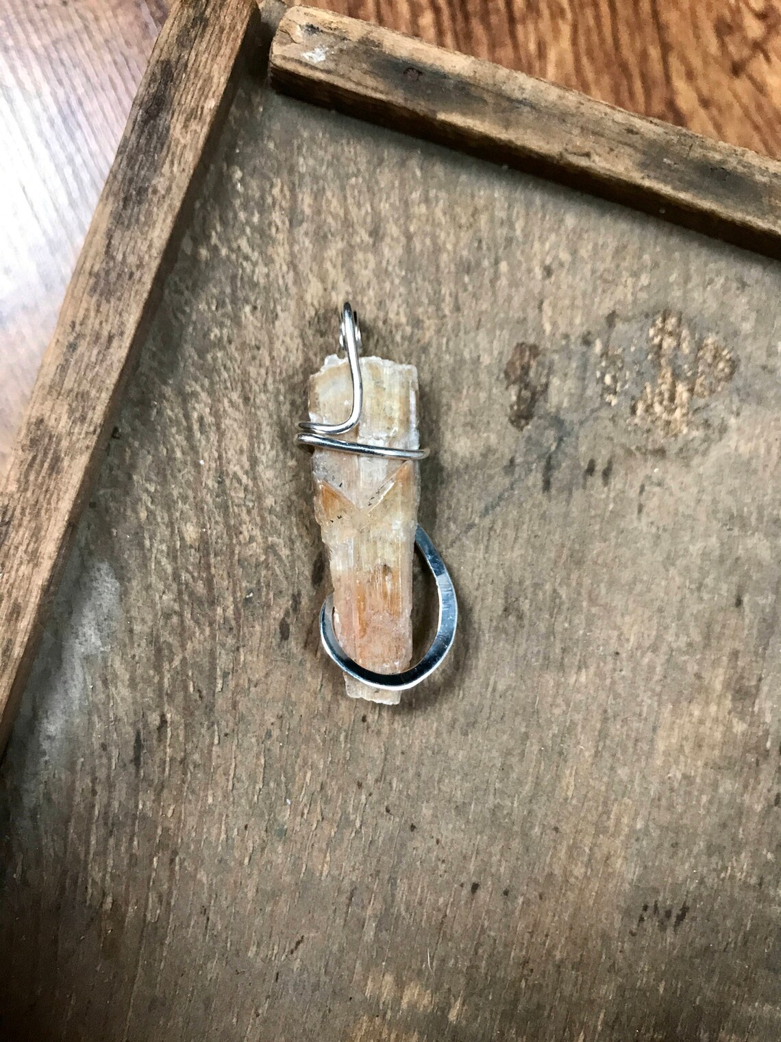 Selenite Crystal Set in Sterling Silver Pendant Etsy