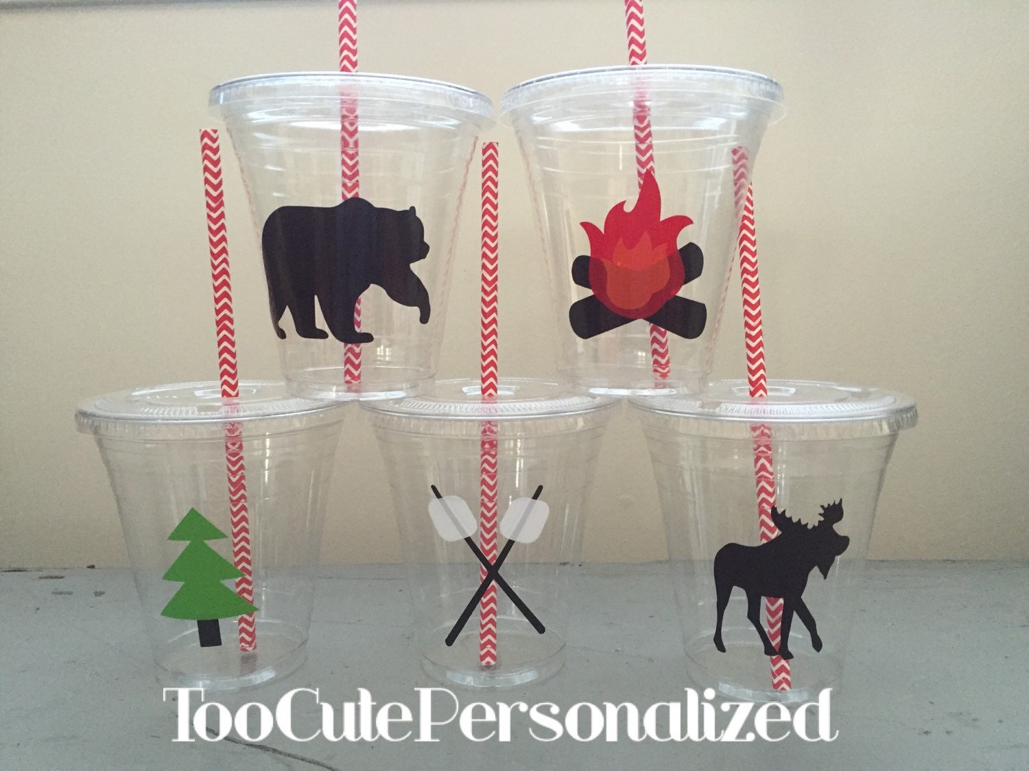 25 Plastic Camping Party Cups12 oz Etsy