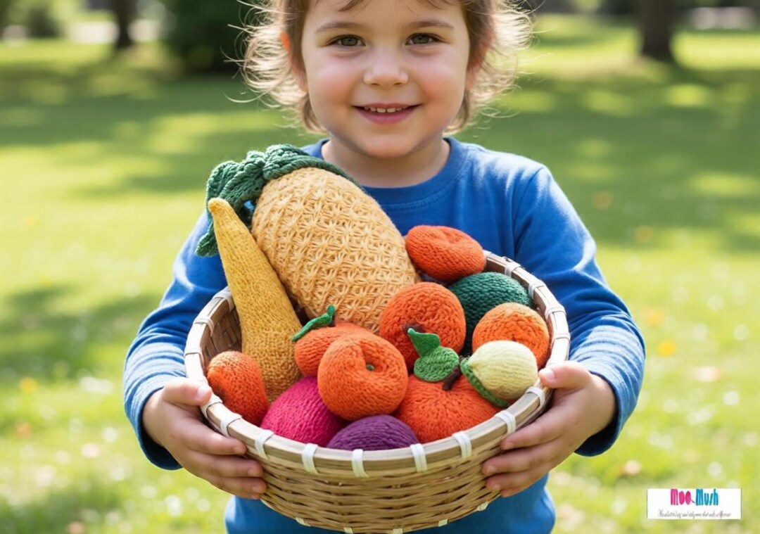 Hand-knit Cotton Fruit Basket Set With Handa's Surprise Storybook
