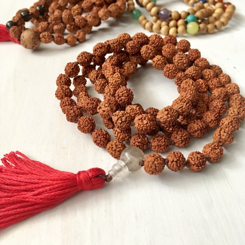 108 Rudraksha Meditation Mala With Guru Bead Etsy